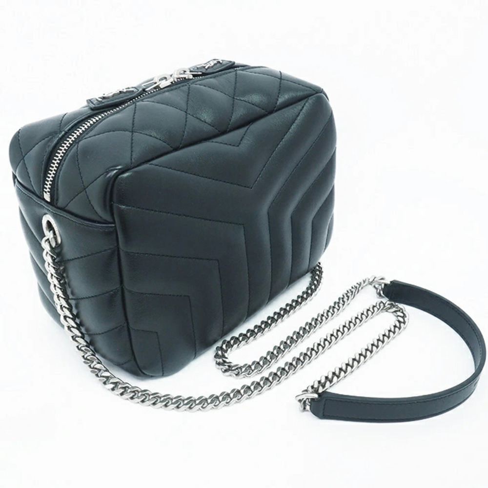 Yves Saint Laurent Shoulder Bag stitch Crossbody Chain Strap Matte Black - Picture 2 of 6